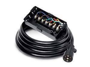 7 Way Trailer Plug Weatherproof Trailer Wiring Harness 7 Pin Trailer Connector Enclosed Trailer Accessories with Junction Box for RV Trailers, Campers, Caravans, Food Trucks (8 Feet Long)