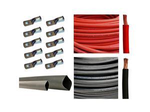 Gauge AWG 25 Feet Red + 25 Feet Black Welding Battery Pure Copper Flexible Cable + 10pcs of 3/" Tinned Copper Cable Lug Terminal Connectors + 3 Feet Black Heat Shrink Tubing Gauge AWG 25 Feet Red + 25 Feet Black Welding Battery Pure Copper Flexible Cable + 10pcs of 3/" Tinned Copper Cable Lug Terminal Connectors + 3 Feet Black Heat Shrink Tubing