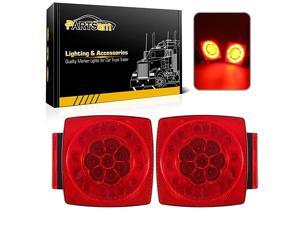 12V LED Trailer Light Kit Halo Glow Submersible Square Tail Lights Kit Left Right Turn Stop Signal for Under 80 Inch Boat Trailer RV Camper Marine Snowmobile Led Boat Trailer Light kit