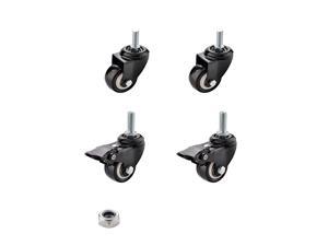 4 Pack 2" Heavy Duty Caster Wheels Polyurethane PU Swivel Casters with 360 Degree 10m Threaded Stem Black Wheel (2 with Brakes& 2 without) Nuts Include SM-AMS-220014 4 Pack 2" Heavy Duty Caster Wheels Polyurethane PU Swivel Casters with 360 Degree 10m Threaded Stem Black Wheel (2 with Brakes& 2 without) Nuts Include SM-AMS-220014