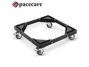Mobile Roller with 2 Locking Wheels - Adjustable Furniture Dolly with Steady Steel Frame Washing Machine Stand Black Refrigerator Base Moving Cart
