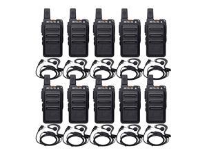 RT19 Ultra-Slim Two Way Radios,Portable FRS Walkie Talkies Adults with Earpiece,Rechargeable 1300mAh Battery,Metal Clip,for Security Retail Healthcare(10 Pack)