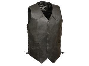 Men's Promo Side Lace Leather Vest (Black, Small) Men's Promo Side Lace Leather Vest (Black, Small)