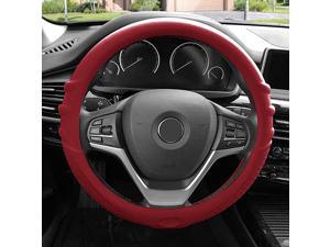 FH3003BURGUNDY Burgundy Steering Wheel Cover (Silicone W. Grip & Pattern Massaging grip Burgundy Color-Fit Most Car Truck Suv or Van)