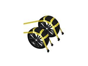 Tow Dolly Basket Straps with Flat Hooks (2 Pack) Yellow Car Wheel Straps Universal Vehicle Tow Dolly Straps System Fits 15"-19" Tires Wheels 10000 lbs Working Capacity