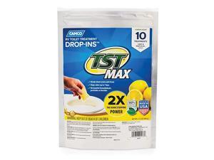 TST Ultra-Concentrated Lemon Citrus Scent RV Toilet MAX Treatment Drop-Ins, Formaldehyde Free, Breaks Down Waste And Tissue, Septic Tank Safe, 10-Pack (41573)