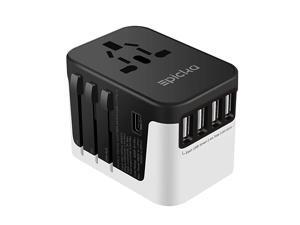 Universal Travel Adapter All in One International Wall Charger AC Plug Adaptor with 56A Smart Power and 30A TypeC for USA EU UK AUS Black + White Universal Travel Adapter All in One International Wall Charger AC Plug Adaptor with 56A Smart Power and 30A TypeC for USA EU UK AUS Black + White
