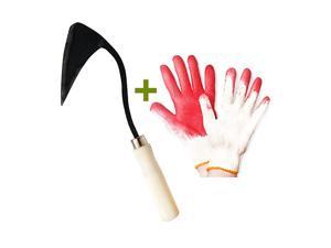 Best Quality Handmade  Korean Style Garden Hoe Weeding Hand Forged Steel Gardening Tool And String Knit Red Palm Latex Dipped Working Gloves