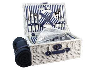 Basket Willow for 4 Persons Large Wicker Hamper Set with Big Insulated Cooler Compartment Free Fleece Blanket with Waterproof Backing and Cutlery Service Kit Fashionable White Washed Color Basket Willow for 4 Persons Large Wicker Hamper Set with Big Insulated Cooler Compartment Free Fleece Blanket with Waterproof Backing and Cutlery Service Kit Fashionable White Washed Color