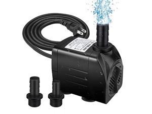 400GPH Water Pump with 48 Hours Anti Dry Burning Ultra Quiet 25W Submersible Fountain Aquarium Fish Pond Hydroponic Pump with 69ft High Lift 59ft Power Cord 2 Nozzles