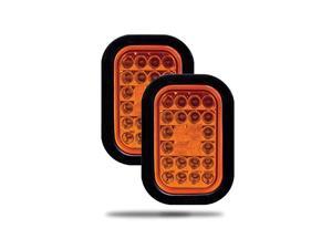 DOT Certified Truck Park Turn Signal Lights IP67 Waterproof RV Jeep Semi Truck Taillight 24 Bright LEDs With Colored Lens Grommet & Plugs Included 5 x 3 Rectangular Amber LED Trailer Tail Light 