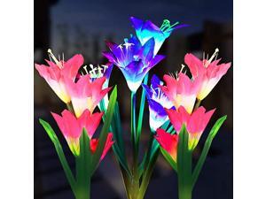 Solar Garden Stake Lights 3 Pack Solar Powered Flower Lights with 12 Lily Flower MultiColor Changing LED Solar Landscape Decorative Lights for Garden Patio Backyard Solar Flower Lights Solar Garden Stake Lights 3 Pack Solar Powered Flower Lights with 12 Lily Flower MultiColor Changing LED Solar Landscape Decorative Lights for Garden Patio Backyard Solar Flower Lights