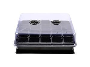 37x30cm Seed Starter Tray Seed Seedling Starting Kit Plant Germination Kit Humidity Dome with 20 Pieces Square Seed Starter Pots Black Pots
