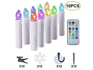 Window Candles Battery Operated Candles with Timer Remote 12 Colors LED Flameless Taper Candles for Holiday Christmas Window Flickering Lights Decorations