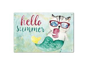 Hello Summer Pineapple Garden Yard Porch Metal Sign Outdoor Decorative Metal Plaque 12 x 8 Inch Hello Summer Pineapple Garden Yard Porch Metal Sign Outdoor Decorative Metal Plaque 12 x 8 Inch