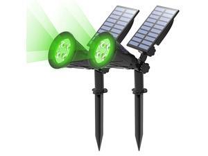 Solar Spotlights LED Outdoor Wall Light IP65 Waterproof Autoon at NightAutoOff by Day 180°Angle Adjustable for Tree Patio Yard Garden Driveway Stairs Pool Area Green2pack