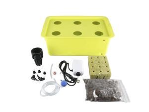 DWC Deep Water Culture Hydroponic System Growing Kit Medium Size wAirstone 6 Plant Sites Holes Bucket Air Pump Rockwool Best Indoor Herb Garden for Lettuce Mint Parsley 6 Sites