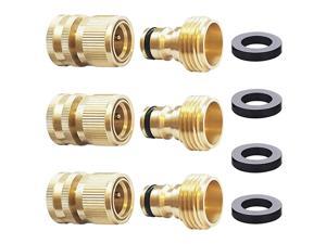Garden Hose Quick Connect Solid Brass Quick Connector Garden Hose Fitting Water Hose Connectors 34 inch GHT 3 Sets