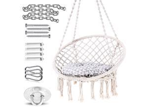 Hammock Chair Hanging Chair Swing with Soft Cushion amp Durable Hanging Hardware Kit 100 Cotton Rope Indoor Macrame Swing Chairs for Bedrooms Great Gifts for Girls Kids Birthday Hammock Chair Hanging Chair Swing with Soft Cushion amp Durable Hanging Hardware Kit 100 Cotton Rope Indoor Macrame Swing Chairs for Bedrooms Great Gifts for Girls Kids Birthday
