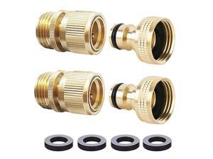 Garden Hose Quick Connect Solid Brass Quick Connector Garden Hose Fitting Water Hose Connectors 34 inch GHT 2SETS Garden Hose Quick Connect Solid Brass Quick Connector Garden Hose Fitting Water Hose Connectors 34 inch GHT 2SETS