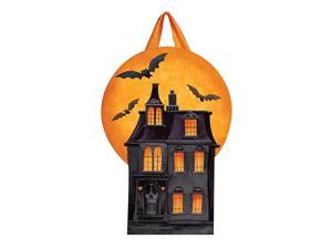 M Dark Manor Fall Halloween Door Décor Decorative Front Door Sign with Colorful Ribbon Hanger Durable Fade Resistant PVC Made in The USA 1425 x 205 Inches