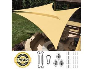185G HDPE Triangle Sun Shade Sail Canopy 98 UV Block Top Outdoor Cover Patio Garden Sand 18 x 18 x 18 ft Sand with Free Hardware Kit