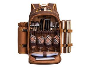 Picnic Backpack Bag for 4 Person with Cooler CompartmentWine Bag Picnic Blanket45quotx53quotBest for Family and Lovers Gifts Brown Picnic Backpack Bag for 4 Person with Cooler CompartmentWine Bag Picnic Blanket45quotx53quotBest for Family and Lovers Gifts Brown