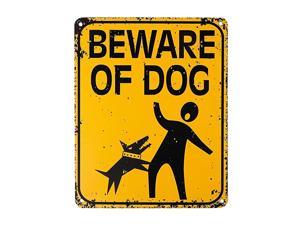 METAL "BEWARE OF DOG" 10" x 7" WARNING SIGN 4 SIGN SET 