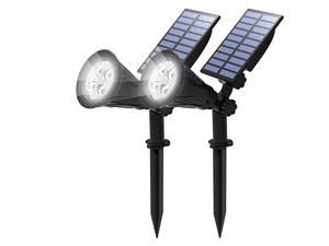 Driveway 2-in-1 Adjustable 4 LED Wall and Landscape Light; Spotlight Bright-and-Dark Sensing Auto On/Off Security Lighting; Ideal for Patio and Pool 2 Pack Garden Yard Lemontec Solar Lights