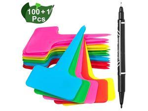 100Pcs Multicolor TType Plant Labels with A Gel Pen 5 Colors Plastic Garden Tags Waterproof Plant Sign Tags Nursery Marker for Seed Flower Vegetable 236quot x 394quot
