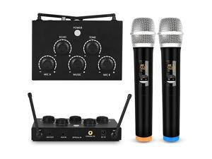 Karaoke Microphone Mixer System Set with Dual UHF Wireless Mic 35mm AUXOpticalCoaxial in Singing Receiver for KTV Amplifier Speaker Karaoke Microphone Mixer System Set with Dual UHF Wireless Mic 35mm AUXOpticalCoaxial in Singing Receiver for KTV Amplifier Speaker