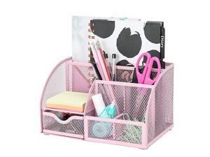 Mesh Desk Organizer Office with 7 Compartments + DrawerDesk Tidy CandyPen HolderMultifunctional Organizer Color Light Pink EX348LPK Mesh Desk Organizer Office with 7 Compartments + DrawerDesk Tidy CandyPen HolderMultifunctional Organizer Color Light Pink EX348LPK