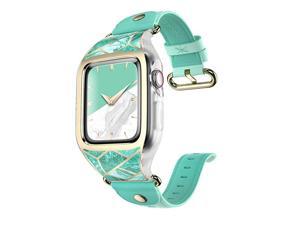 Band Compatible with Apple Watch Band 38 mm Cosmo Stylish Sporty Protective Bumper Case with Adjustable Strap Bands for Apple Watch Series 321 Green