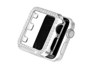 Bling Case Compatible with Apple Watch 38mm Full Cover Bumper Screen Protector for iWatch Series 3 2 1 Silver38mm