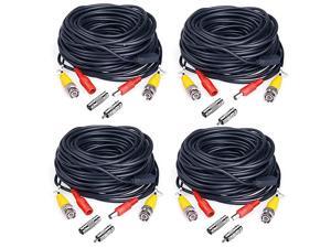 4 Pack 60ft BNC Video Exension Power Cable Cord PreMade AllinOne Coaxial Cable with 8pcs BNC to RCA Connectors for DVR Video Camera Security System WireBlack 4 Pack 60ft BNC Video Exension Power Cable Cord PreMade AllinOne Coaxial Cable with 8pcs BNC to RCA Connectors for DVR Video Camera Security System WireBlack