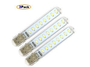 Mini Portable LED Night Light USB Keychain Lights for Reading Outdoor Powered Camping Lamp 3 Pack