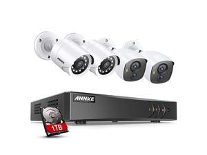 Surveillance Camera System 8CH 5MP H265+ DVR Recorder and 2pcs 1080P PIR CCTV Cameras and 2pcs 1080P Outdoor TVI Cameras Email Alert with Snapshot 1TB Hard Drive Included