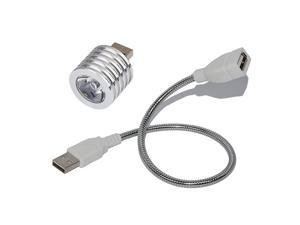 Aluminum Coated USB LED Light Lamp Socket Spotlight Flashlight White Light Base with Bendable USB Extension Cord Cable for PC Computer Laptop Power Bank Multipurpose Use Silver