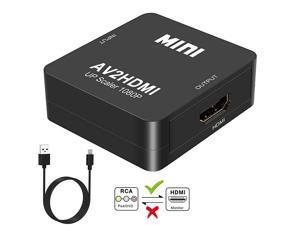 RCA to HDMI AV to HDMI Converter 1080P Mini RCA Composite CVBS AV to HDMI Video Audio Converter with USB Power Cable for PC Laptop Xbox PS4 TV STB VHS VCR Camera DVD Supporting PALNTSC