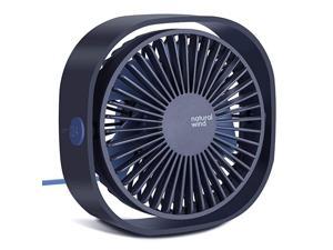 Upgraded Small USB Desk Fan,3 Speeds Strong Wind and 360° Rotatable, Quiet USB Air Circulator Fan with Anti-slip Pad, Perfect Cooling For Office,Dorm,Camp,Laptop,Library,Garden,Outdoor -Navy Blue