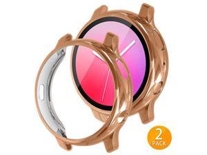 2 Pack  Compatible with Samsung Galaxy Watch Active 2 Screen Protector Case 44mm 40mm Soft TPU Bumper Full Around Cover for Samsung Galaxy Watch Active2 44 40 Rose Gold 40mm