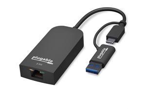 2.5G USB C and USB to Ethernet Adapter, 2-in-1 Adapter Compatible with USB C/Thunderbolt 3 or USB 3.0, USB-C to RJ45 2.5 Gigabit LAN Compatible with Mac and Windows