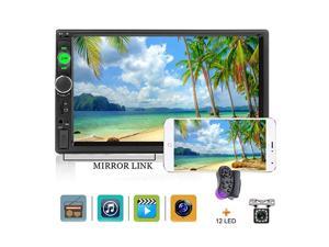 Stereo 2 din Radio 7quot HD Player MP5 Touch Screen Digital Display Bluetooth Multimedia USB 2 Din Double Din Autoradio Mobile Phone Interconnection with 12 LED Backup Camera