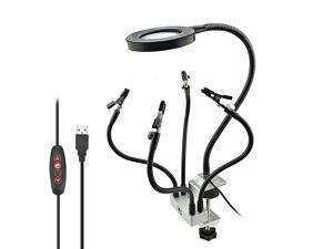 USB Magnifier Lamp with 4 Circuit Board Arms 3X Zoom Magnifying Glass 3 Colors Light 360° Twist for PCB Repair Soldering Job Jewelry Processing USB Magnifier Lamp with 4 Circuit Board Arms 3X Zoom Magnifying Glass 3 Colors Light 360° Twist for PCB Repair Soldering Job Jewelry Processing