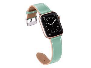 Compatible with Apple Watch Band 44mm 42mm 40mm 38mm Genuine Leather Replacement Band for iWatch Series 6 5 4 3 2 1 SE Mint GreenSilver 44mm42mm Compatible with Apple Watch Band 44mm 42mm 40mm 38mm Genuine Leather Replacement Band for iWatch Series 6 5 4 3 2 1 SE Mint GreenSilver 44mm42mm