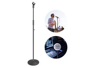 Compact Base Microphone Floor Stand with Mic Holder Adjustable Height from 399 to 70 inches Durable IronMade Stand with Solid Round Base Detachable for Easy TransportBlack