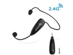 Wireless Microphone Headset,  2.4G Wireless Microphone System Transmitter & Receiver, Headset and Handheld 2 in 1 for Voice Amplifier, Recording, Speaking, Online Chatting (G100)