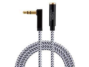 Headphone Extension Cable 35mm Male to Female Stereo Audio Extension Cable90 Degree Right Angle Aux Cable with Gold Plated Connector 15 Feet