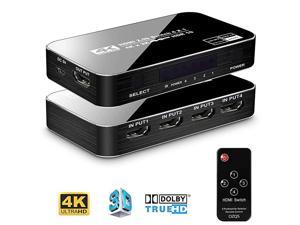 HDMI Switch 4 Port 4K 60Hz HDMI Switcher Box 4 in 1 Out Supports HDMI 20 Full 3D Ultra HD 2160p 1080p Video Selector Hdmi Hub for TV BoxPS3PS4XboxBlueray PlayerLaptop