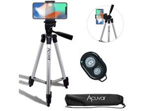50" Inch Aluminum Camera Tripod, Universal Smartphone Mount + Wireless Remote Control Camera Shutter for iPhone 12, iPhone 11 Pro Max, 11 Pro, Xs, Xr, X, SE 2 Pixel 3, Android S20 S10 Note 10